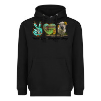 Black Peace Love Hampshire Sheep Heavyweight Hoodie - LillyAllenDesigns