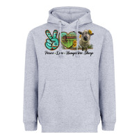 Heather Grey Peace Love Hampshire Sheep Heavyweight Hoodie - LillyAllenDesigns