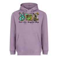 Lavender Peace Love Hampshire Sheep Heavyweight Hoodie - LillyAllenDesigns
