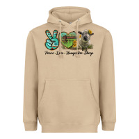 Mushroom Peace Love Hampshire Sheep Heavyweight Hoodie - LillyAllenDesigns