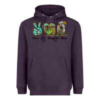 Plum Peace Love Hampshire Sheep Heavyweight Hoodie - LillyAllenDesigns