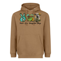 Toasted Coconut Peace Love Hampshire Sheep Heavyweight Hoodie - LillyAllenDesigns