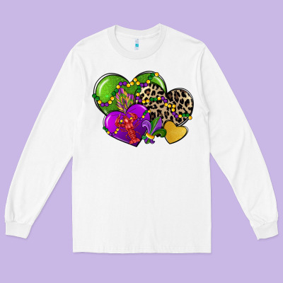 Mardi Gras Hearts Cg (1) Long Sleeve Tee Designed By Cowgirlartshop