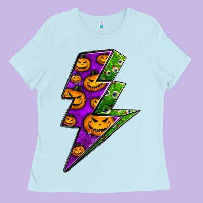 Halloween Lightning Bolt Ladies Tee Designed By Bundleandbundleshop