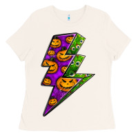 Bone halloween lightning bolt Ladies Tee - BundleAndBundleShop