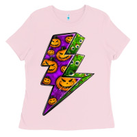 Bubblegum Pink halloween lightning bolt Ladies Tee - BundleAndBundleShop