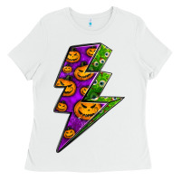 White halloween lightning bolt Ladies Tee - BundleAndBundleShop