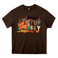 Chocolate Brown happy turkey day Heavy Core Tee - MaliasSmallBusiness
