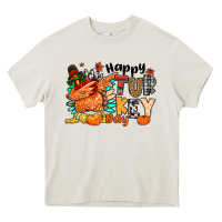 Cream happy turkey day Heavy Core Tee - MaliasSmallBusiness