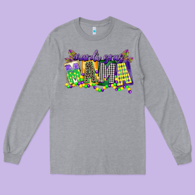 Mardi Gras Mama Long Sleeve Tee Designed By Cowgirlartshop