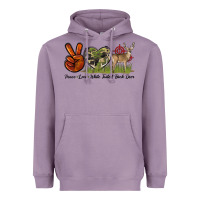 Lavender Peace Love White Tailed Buck Deer Heavyweight Hoodie - LillyAllenDesigns