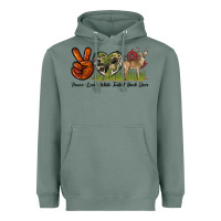 Sage Peace Love White Tailed Buck Deer Heavyweight Hoodie - LillyAllenDesigns