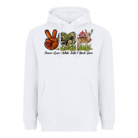 White Peace Love White Tailed Buck Deer Heavyweight Hoodie - LillyAllenDesigns