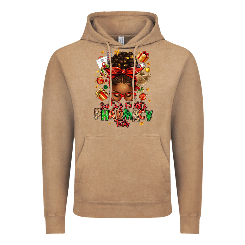 Santas Favorite Pharmacy Tech Afro Messy Bun Vintage Hoodie by texasbilliewilder | Teevron