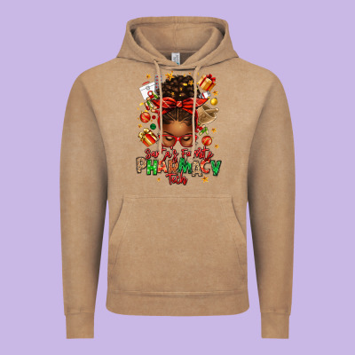 Santas Favorite Pharmacy Tech Afro Messy Bun Vintage Hoodie Designed By Texasbilliewilder