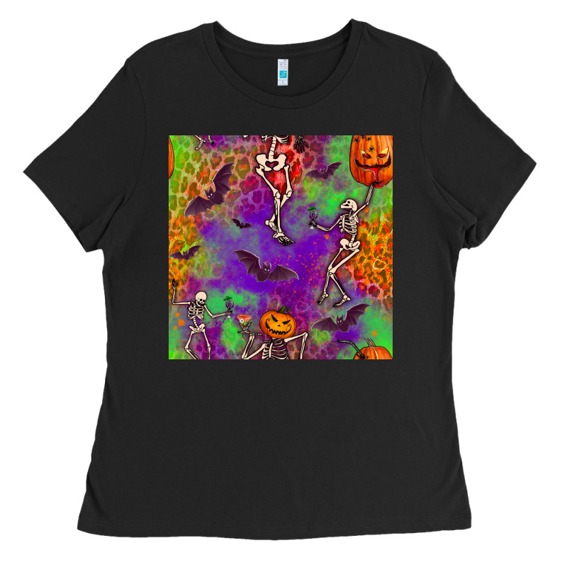 Halloween Party Seamless Pattern Ladies Tee by BundleAndBundleShop | Teevron