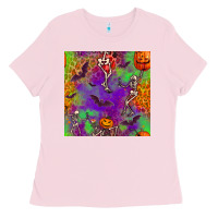 Bubblegum Pink halloween party seamless pattern Ladies Tee - BundleAndBundleShop