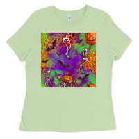 Matcha halloween party seamless pattern Ladies Tee - BundleAndBundleShop