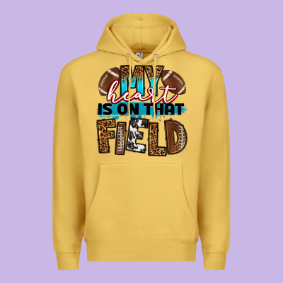 My Heart Is On That Field Football Premium Hoodie Designed By Ranaportraitstore