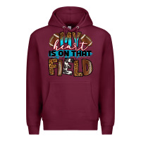 Burgundy my heart is on that field football Premium Hoodie - RanaPortraitStore