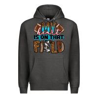 Charcoal Heather my heart is on that field football Premium Hoodie - RanaPortraitStore