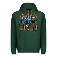 Sports Green my heart is on that field football Premium Hoodie - RanaPortraitStore