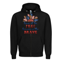 Black home of the free because of the brave Zipper Hoodie - BundleAndBundleShop