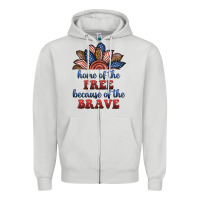 Dove Grey home of the free because of the brave Zipper Hoodie - BundleAndBundleShop