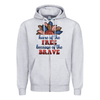 Heather Grey home of the free because of the brave Zipper Hoodie - BundleAndBundleShop