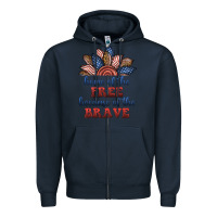 Navy home of the free because of the brave Zipper Hoodie - BundleAndBundleShop