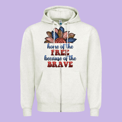 Home Of The Free Because Of The Brave Zipper Hoodie Designed By Bundleandbundleshop
