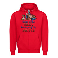 Red home of the free because of the brave Zipper Hoodie - BundleAndBundleShop