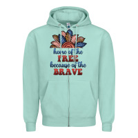 Seafoam home of the free because of the brave Zipper Hoodie - BundleAndBundleShop