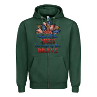 Sports Green home of the free because of the brave Zipper Hoodie - BundleAndBundleShop