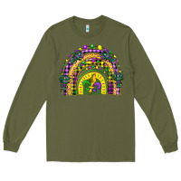 Army Green mardi gras rainbow and fleur de lis Long Sleeve Tee - CowGirlArtShop