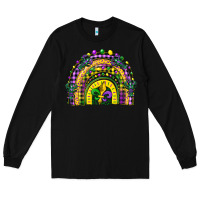 Black mardi gras rainbow and fleur de lis Long Sleeve Tee - CowGirlArtShop