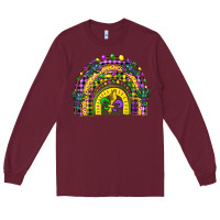Burgundy mardi gras rainbow and fleur de lis Long Sleeve Tee - CowGirlArtShop