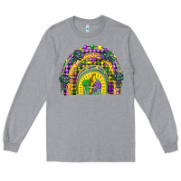 Heather Grey mardi gras rainbow and fleur de lis Long Sleeve Tee - CowGirlArtShop