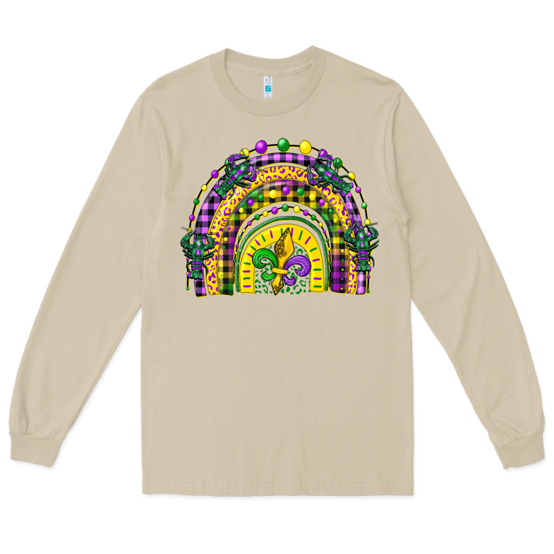 Mardi Gras Rainbow And Fleur De Lis Long Sleeve Tee by CowGirlArtShop | Teevron