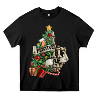 Black Festive af Christmas middle finger Heavy Core Tee - NancyCooperArtShop