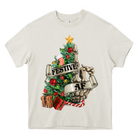 Cream Festive af Christmas middle finger Heavy Core Tee - NancyCooperArtShop