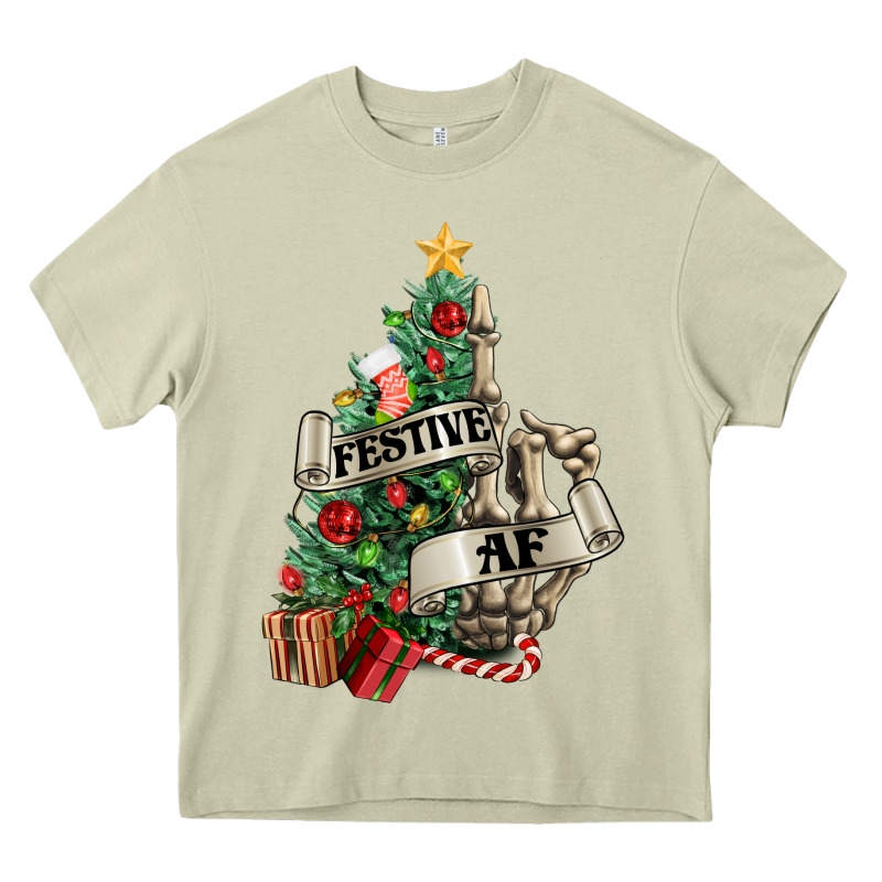Festive Af Christmas Middle Finger Heavy Core Tee by NancyCooperArtShop | Teevron