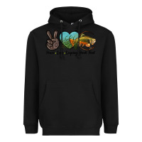 Black Peace Love Leaping Brook Trout Heavyweight Hoodie - LillyAllenDesigns
