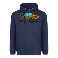 Navy Peace Love Leaping Brook Trout Heavyweight Hoodie - LillyAllenDesigns
