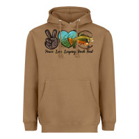 Toasted Coconut Peace Love Leaping Brook Trout Heavyweight Hoodie - LillyAllenDesigns