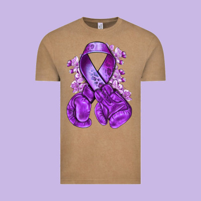 Purple Ribbon With Boxing Gloves Vintage Tee Designed By Nancycooperartshop