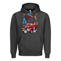 Charcoal Heather 4th of july truck  1 Zipper Hoodie - BundleAndBundleShop