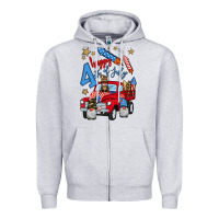 Heather Grey 4th of july truck  1 Zipper Hoodie - BundleAndBundleShop