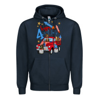 Navy 4th of july truck  1 Zipper Hoodie - BundleAndBundleShop