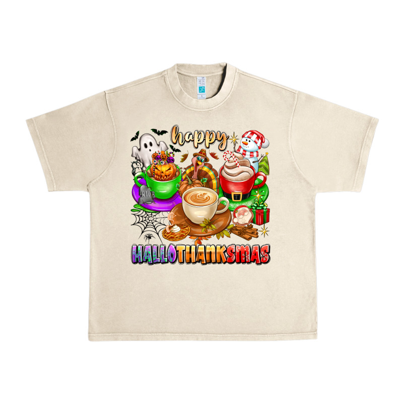 Happy Hallothanksmas Coffee Cups With Ghost Turkey Urban Heavy Tee by texasbilliewilder | Teevron